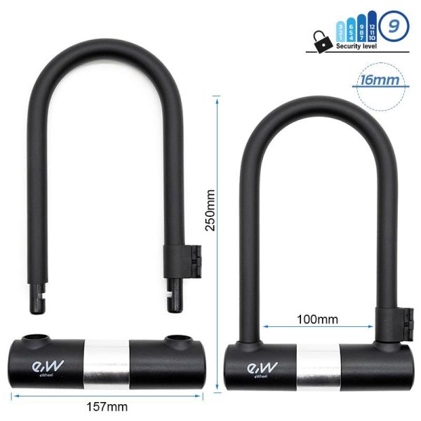 Lokot U-lock s ključem 250X157x16mm sigurnosna razina 9 - crni