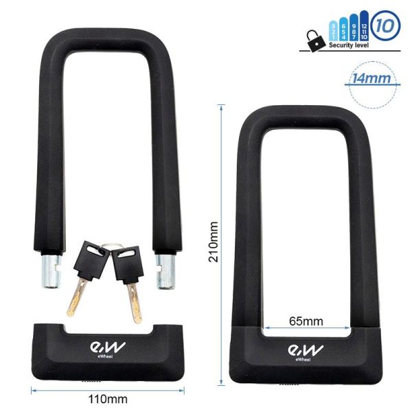 Lokot U-lock s ključem 210X110x14mm sigurnosna razina 10 - crni